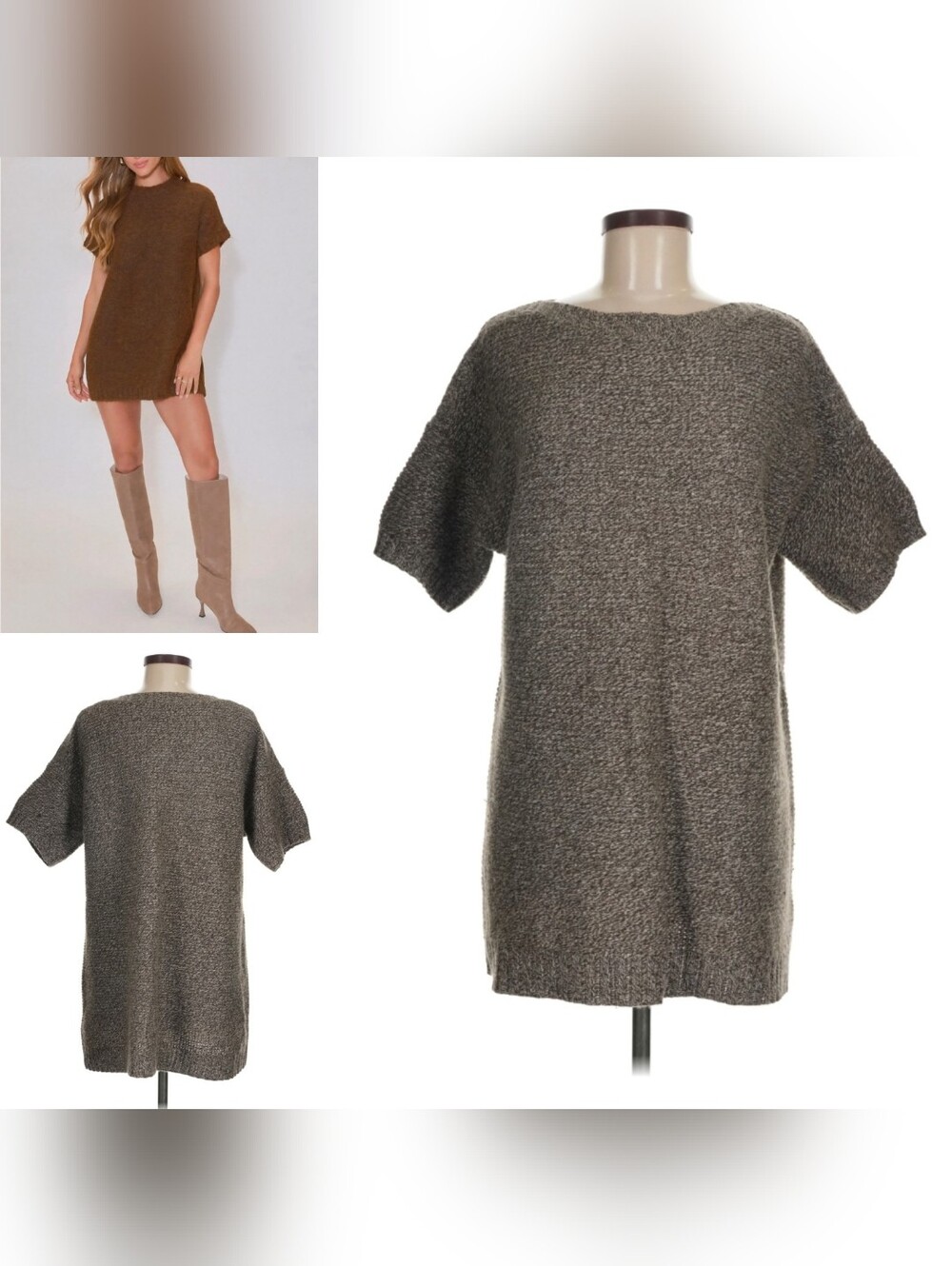 RARE Uniqlo Wool Angora Long Sweater Tunic Mini Dress Asian M US S/M Heathered